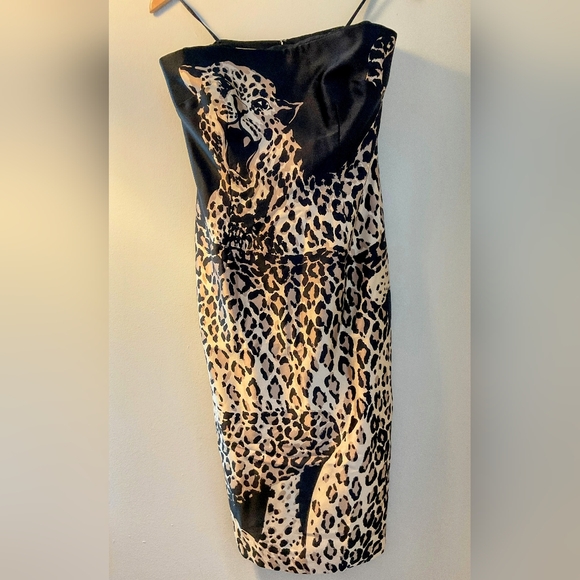 Kay Unger One Of A Kind Strapless Silk Leopard Dress - Picture 11 of 11